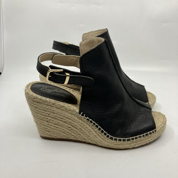 Seychelles Promenade Sandal Womens 8.5 Black Suede Espadrille Wedge Heel Shoe - Picture 4 of 11